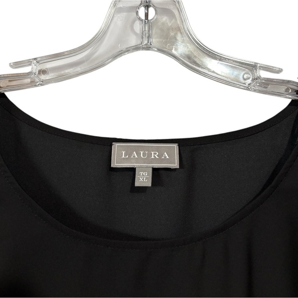 NEW, Laura, Black & Red Floral Print Blouse with Ruffle 3/4 Sleeves, Size XL - Picture 4 of 8